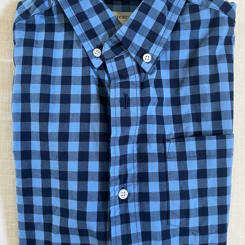 J.Crew Factory Crewcuts Navy and Blue Plaid Washed Shirt NWT